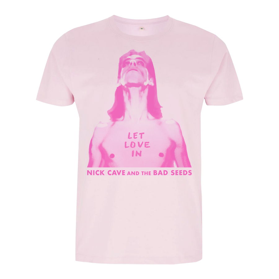 Nick Cave Let Love In Pink T-Shirt.  Buy from the official Nick Cave store.