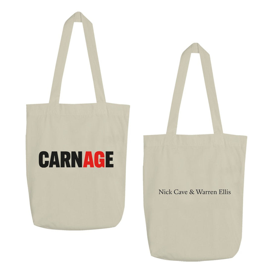 Nick Cave Tote Bag with CARNAGE print.  Buy from the official Nick Cave store.