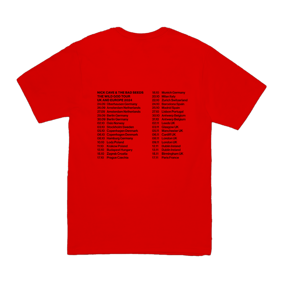 Wild God EU UK 2024 Tour Red T-Shirt