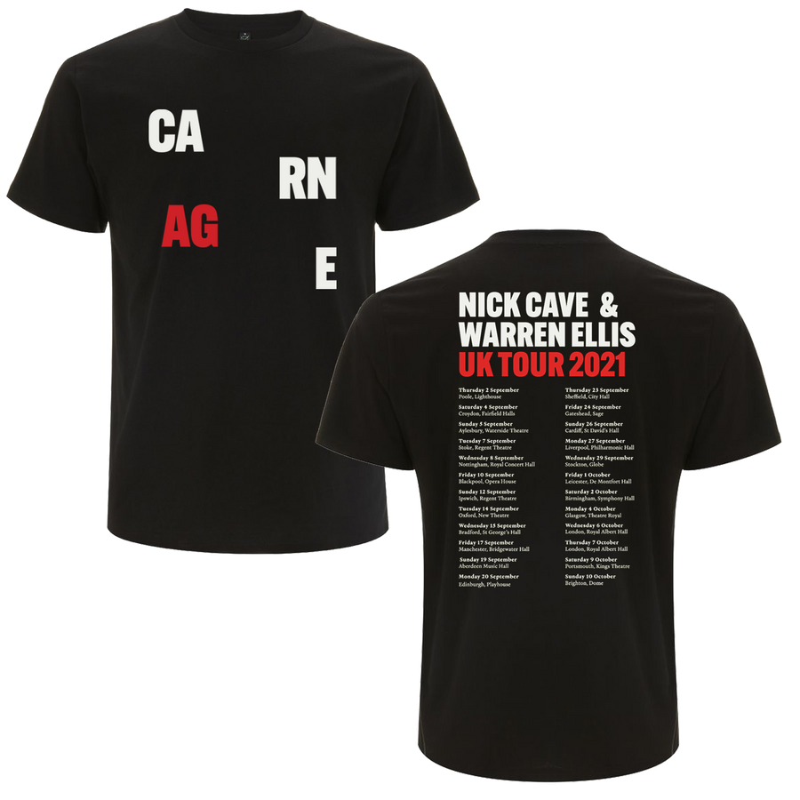 Nick Cave Carnage UK Tour T-shirt.  Buy from the official Nick Cave store.