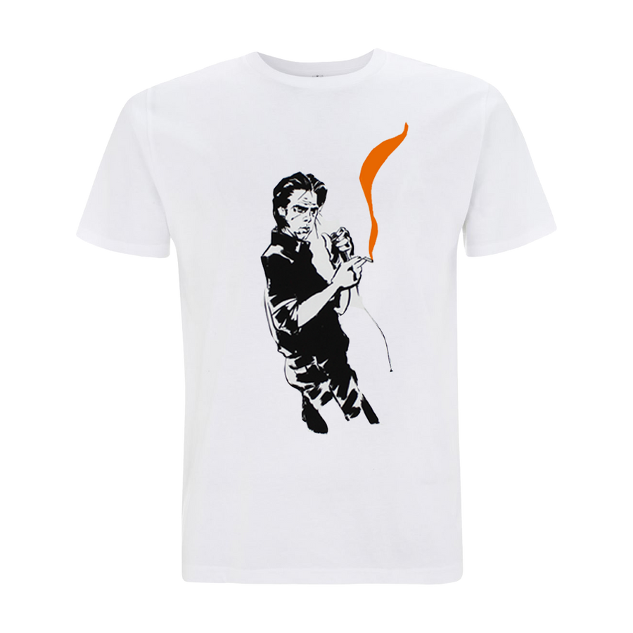 Nick Cave Reinhard Orange Smoke White T-Shirt.  Buy from the official Nick Cave store.