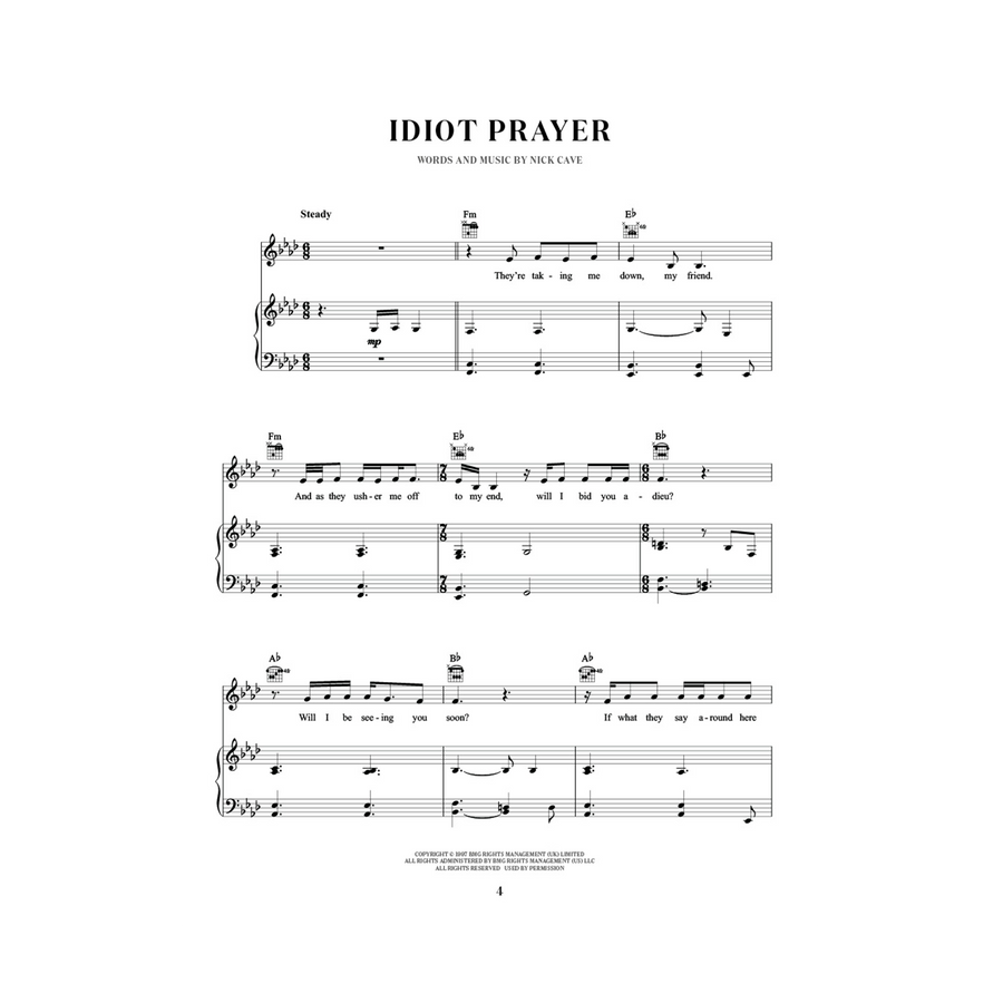 Idiot Prayer Music Book